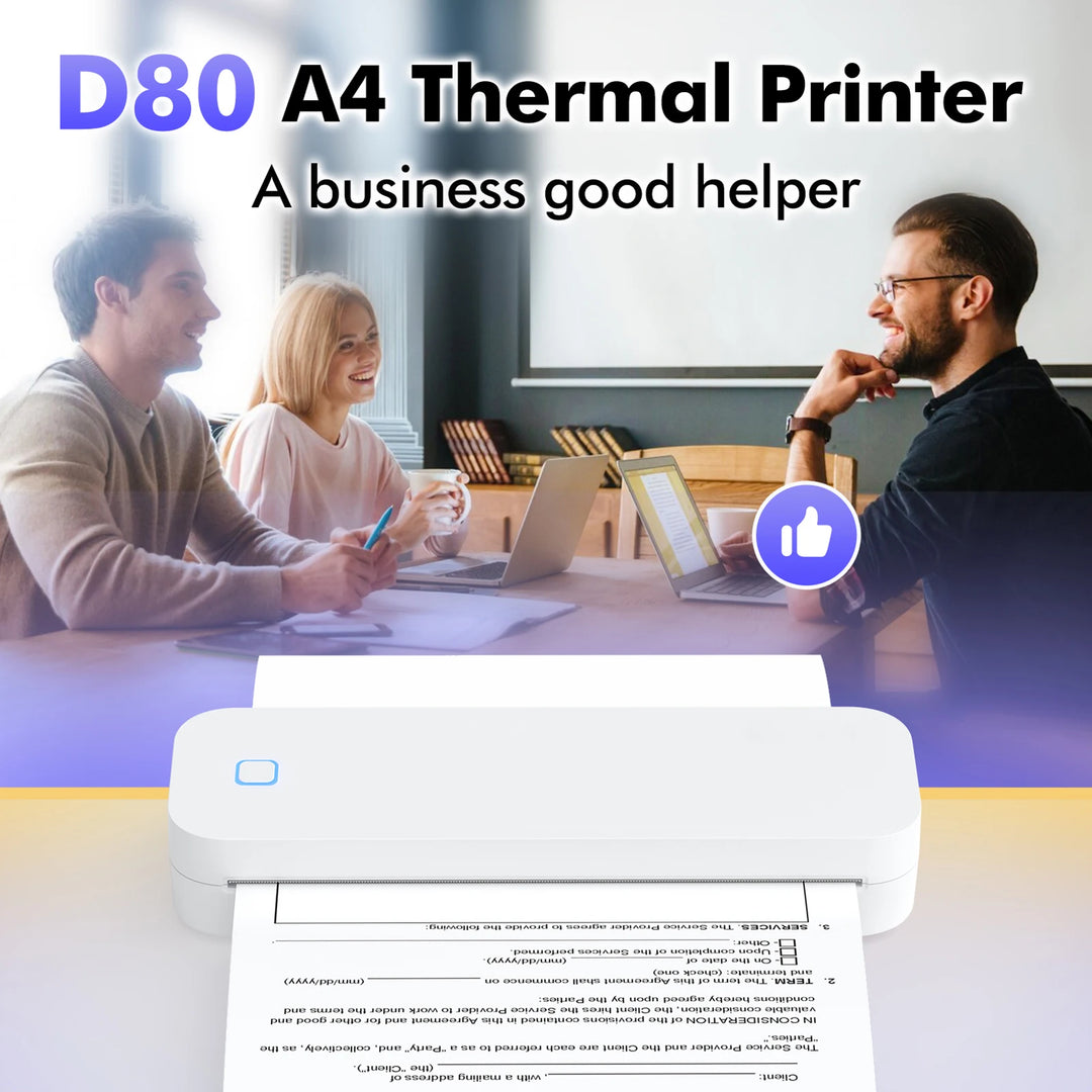 D80 A4 Portable Thermal Transfer Printer Wireless Tattoo Transfer Printer Use with Mobile /Laptop 56mm/77mm/107mm/210mm/216mm